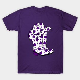 Cowboy Boots, Cowgirl Boots Purple Cow Spots T-Shirt